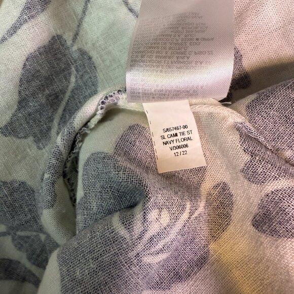 Old Navy Womens Linen Blend Cami Dress white Navy Floral Smocked Back XS E434 - Picture 11 of 15